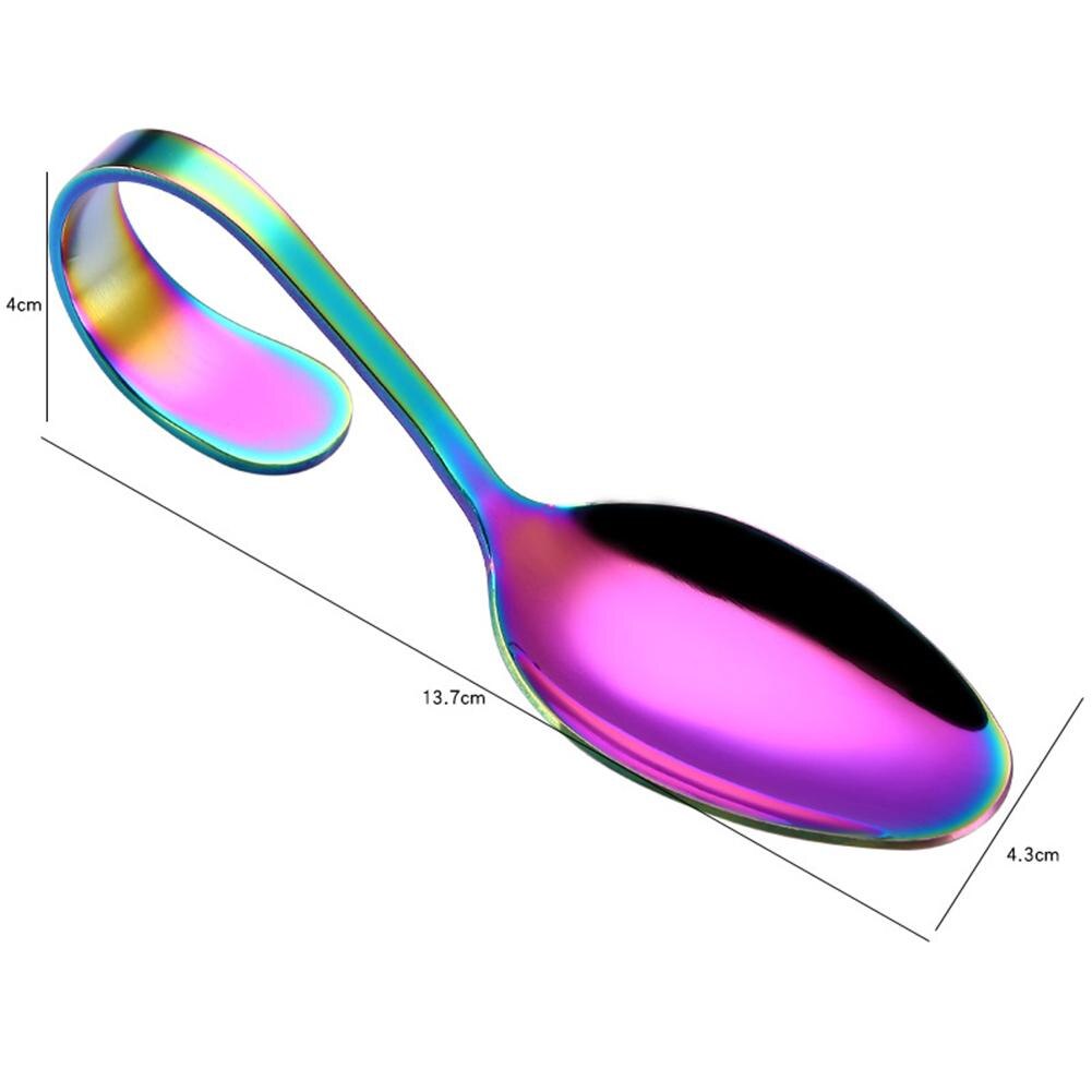 Stainless Steel Hotel Buffet Kitchen Curved Handle Dessert Tablespoons Cutlery Curved Handle Spoon Utensils For Kitchen