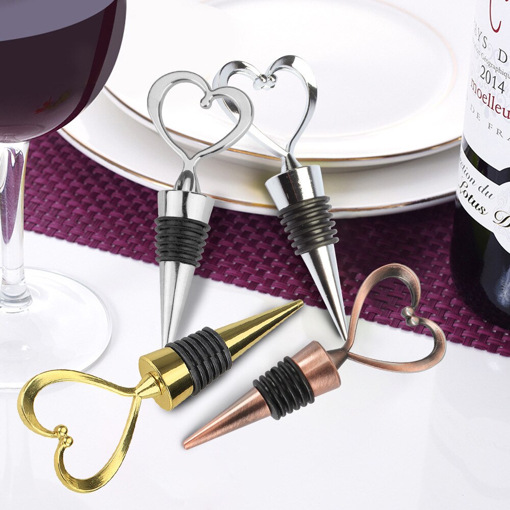 Stainless Steel Wedding Wine Stopper Love Heart Ch... – Grandado