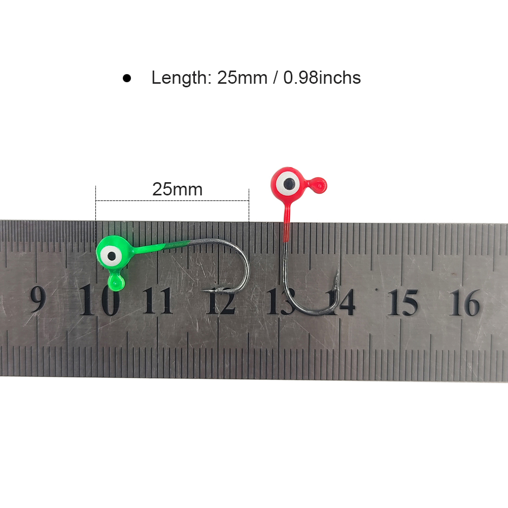 INFOF – hameçon de jighead de pêche, hameçon de ver, 2 yeux, 1 couleur, 1g, 20 pièces