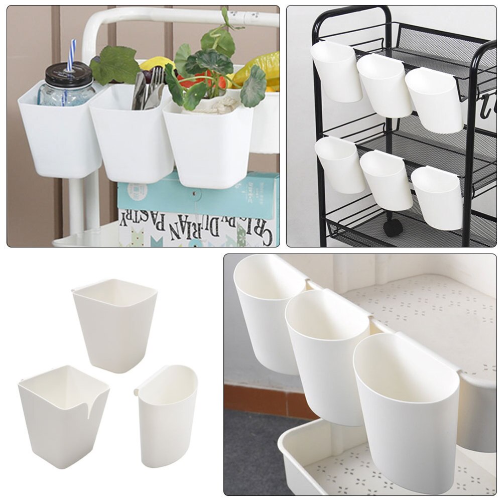 3PCS Multi-purpose Hanging Basket Plastic Hanging Bucket Storage Hanging Barrel for Home Kitchen Room