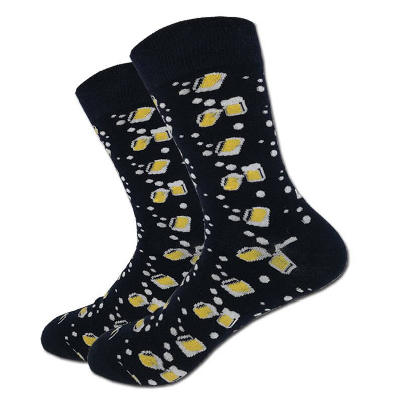 Calcetines de algodón peinado para hombre, calcetín largo, negro, 1 par: Default Title