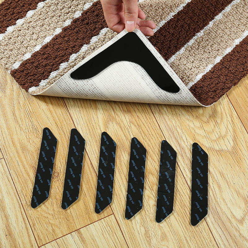 Zwart PU Leather Home Vloerkleed Mat Grijpers Antislip Sticker Herbruikbare Wasbare Grip 4 en 8 Pairs Anti Slip sticker Tapijt