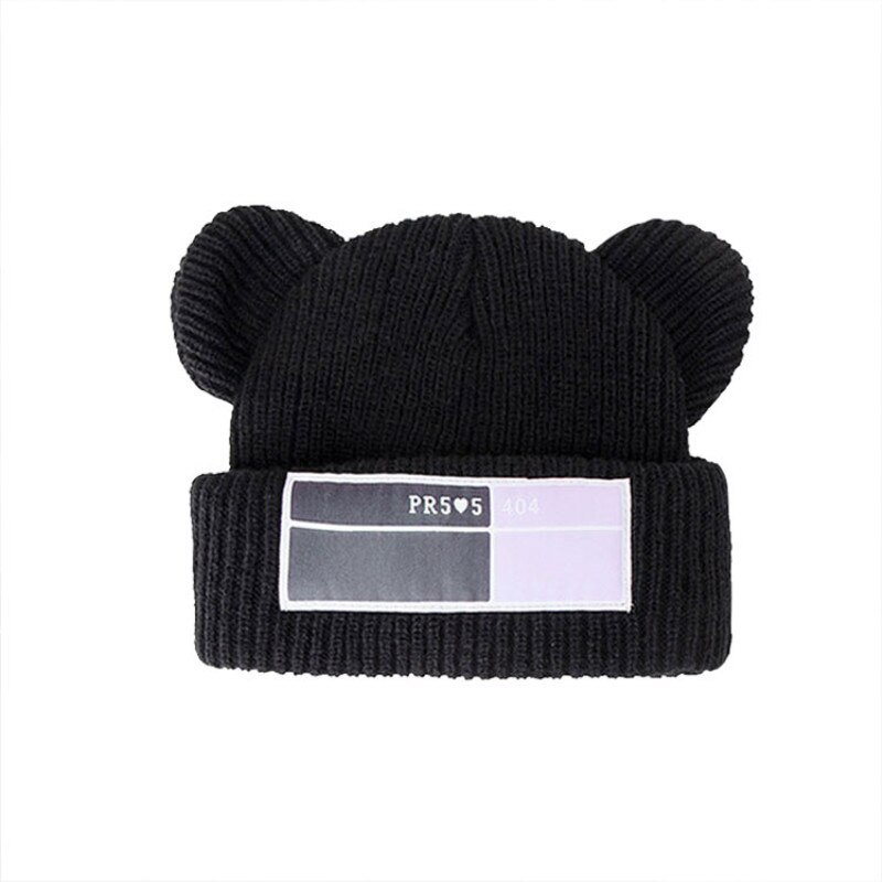 Gorro de punto cálido con orejas para mujer, Otoño Invierno: Default Title
