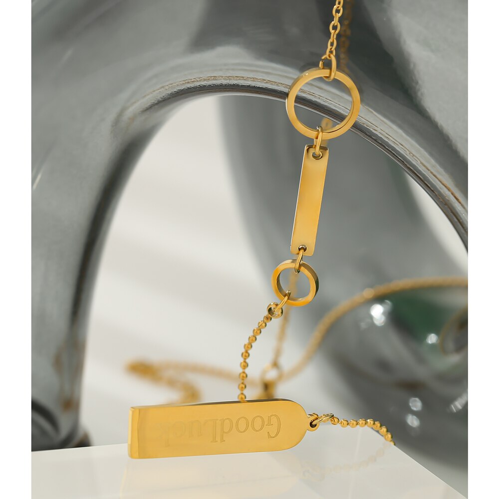 Yhpup Mode Stalen Sieraden Trendy Goud Kleur Metalen Hanger Vierkante Ketting Choker Ketting Collane Donna Verklaring Voor Vrouwen