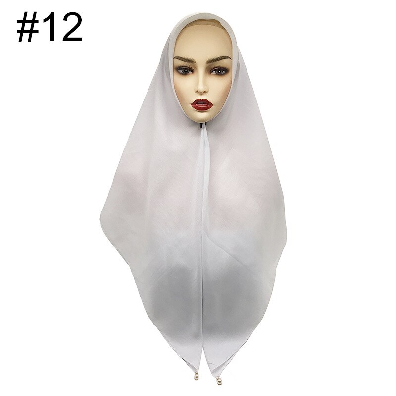 Vierkante hoofddoeken hangen grote parels dames moslim hijab viscose katoen maleisië hoofddoek tulband wrap 110 x 110cm: 12 witte