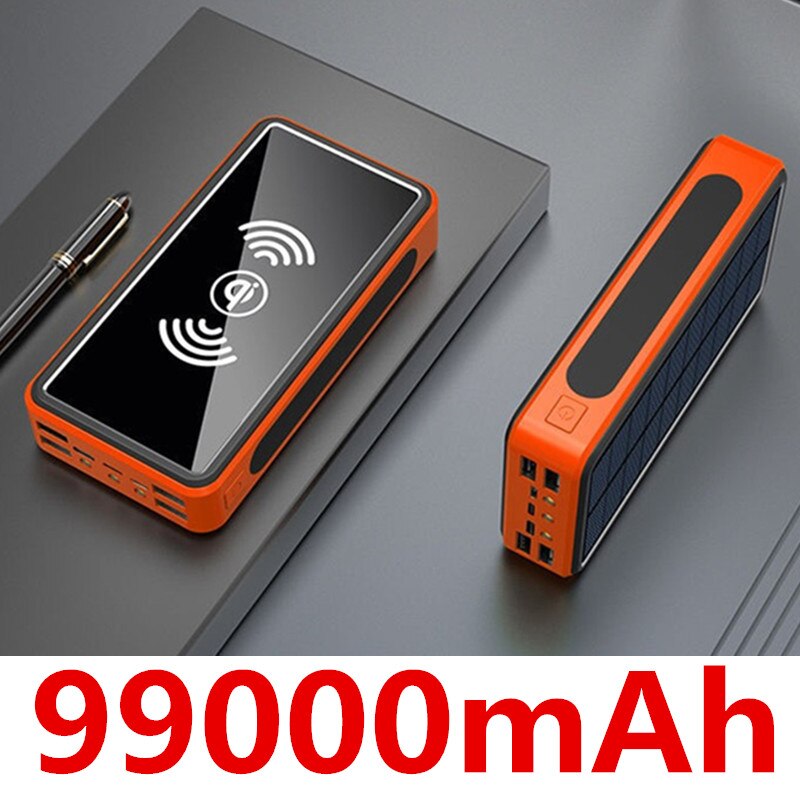 99000Mah Draadloze Oplader Power Bank Externe Batterij Draadloze Opladen Powerbank Voor IPhone11 X Xiaomi Power Bank: Orange-99000mAh