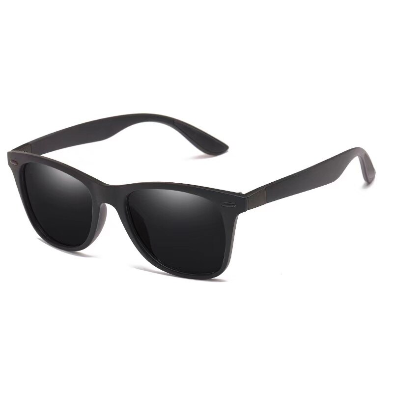 Polariserede solbriller mænd kvinder klassiske firkantede plastkørsel solbriller mandlige sorte solbriller  uv400: C6 sort sort