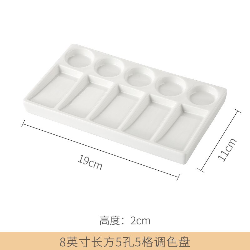 Paleta de cerámica para pintura de acuarela, materiales de arte de paleta de porcelana blanca, suministros profesionales de pintura de cerámica: F