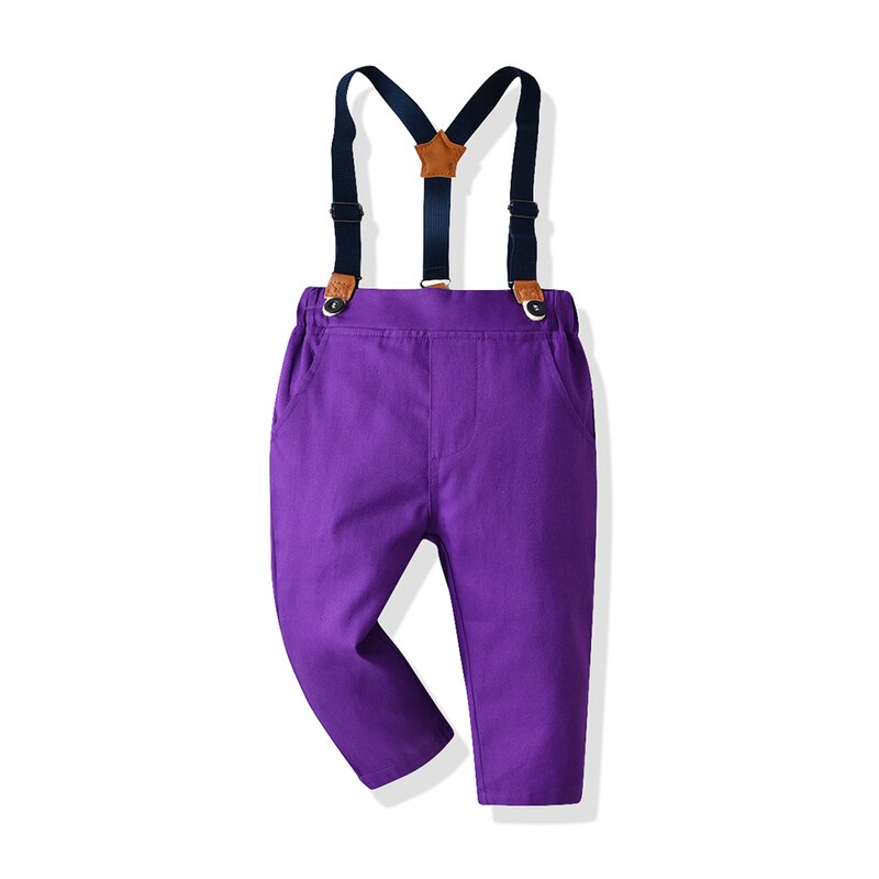 Top and top – ensemble de vêtements à carreaux pour garçons, chemise à manches longues + pantalon à bretelles, tenue décontractée pour enfants, 2 pièces