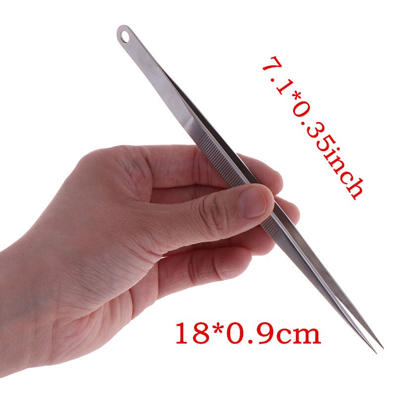 18cm lange elektronische pincetten van roestvrij staal met een puntige punt en een rechte pincet, lengte ongeveer 7.1 cm