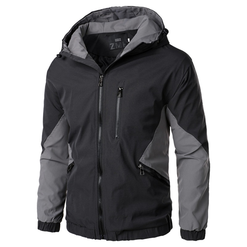 2022 efterår vinter jakke med hætte lynlås herre streetwear bomberjakke windbreaker herre sportstøj frakke slim fit pilot outwear