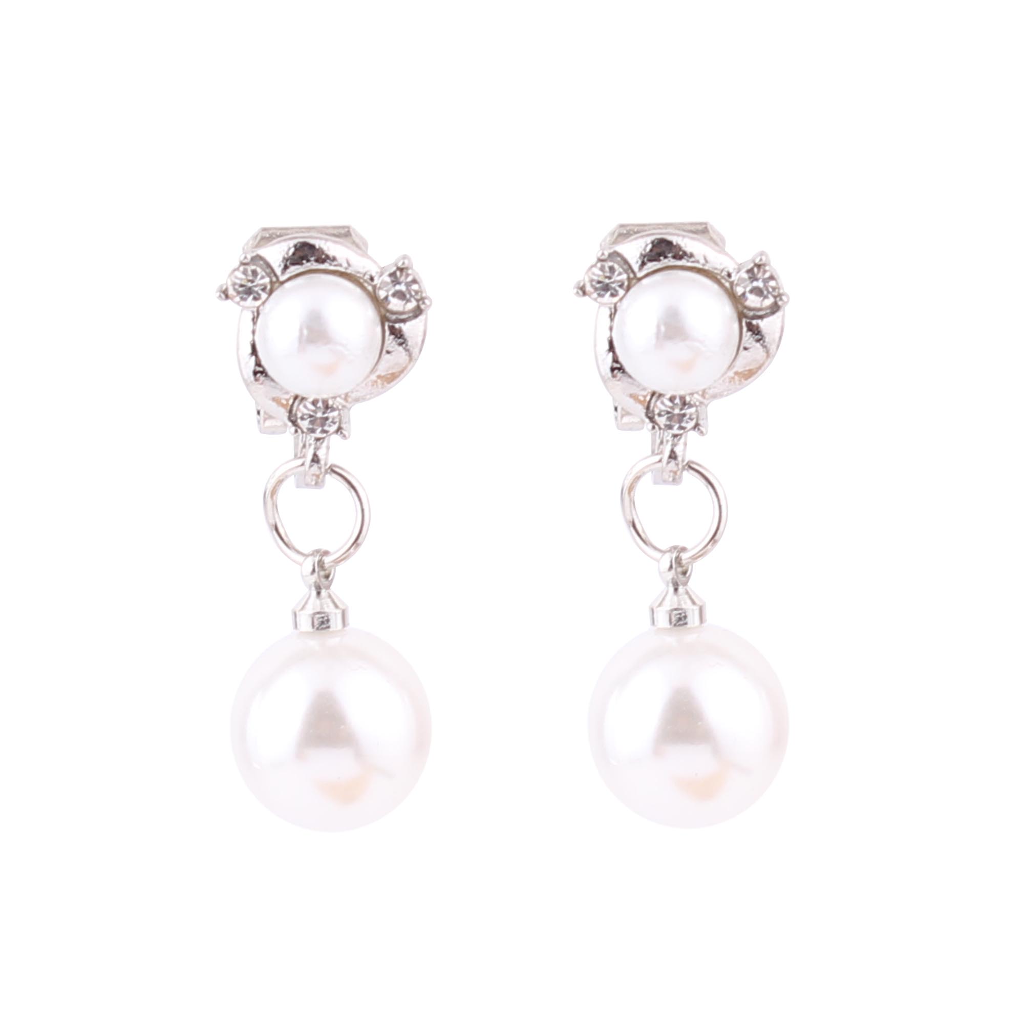 WENHQ Simulated Pearl Rhinestone Earrings Cute Clip on Earrings Non Piercing Earrings for Women No Hole Ear Clip: Style 6