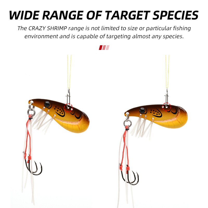 ALLBLUE Crazy Shrimp 7g 14g Metal VIB Sinking Blade Spoon Fishing Lure Bass Artificial Bait With Jig Assist Hook Rubber Skirt