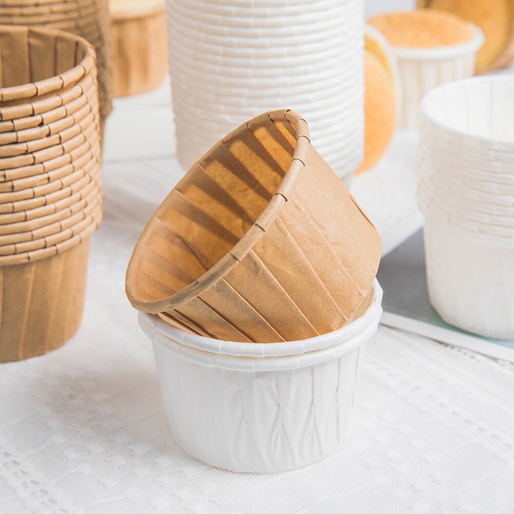 50Pcs Behandeld Papier Souffle Portie Cups Voor Meten Cupcake Cup Bakken En Hoge Temperatuur Cup Huishoudelijke Cakevorm