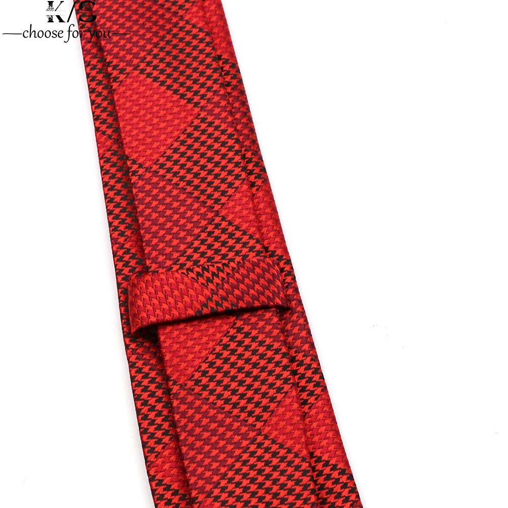 Men's Skinny Tie 6CM Width Casual Plaid Polyester Necktie for Men Party Wear Cravat Business Wedding Accessories