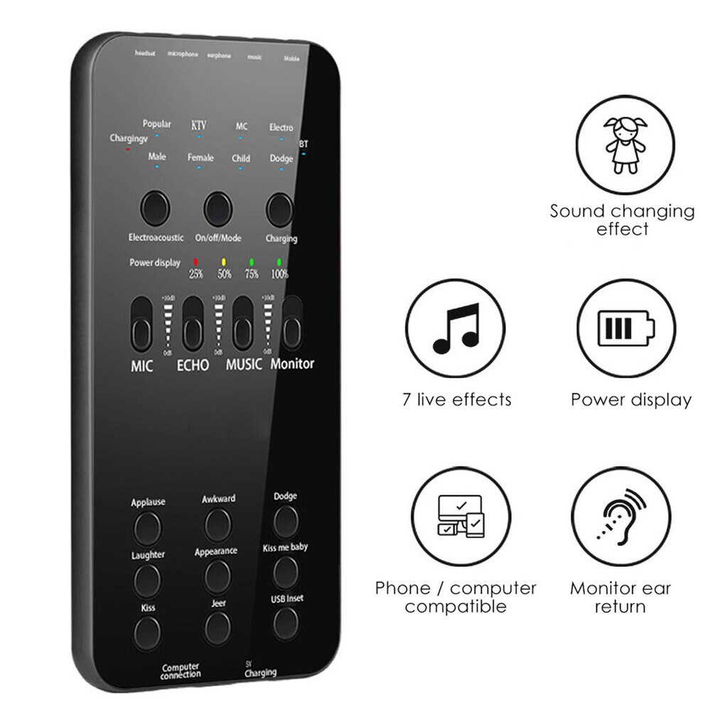 E6 Geluidskaart Draadloze Begeleiding Voor Mobiele Telefoon Pc Broadcast Geluidskaart Externe Usb Live Geluidskaart