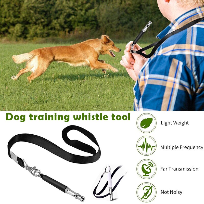 Dog Whistles Adjustable Tone to Prevent Barking Dog Training Whistles Training Tool with Black Leash MD7