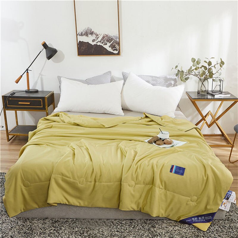 Zomer Cool Fiber Quilt Grijs Airconditioning Dunne Dekbed Plaid Deken Gewatteerde Sprei Voor Dubbele Bed Sprei Bed Cover