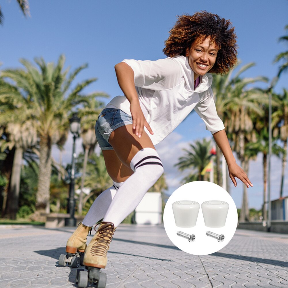 4pcs Roller Skates Brake Block Roller Skates Brake Pad Braking Shoes Holder: White