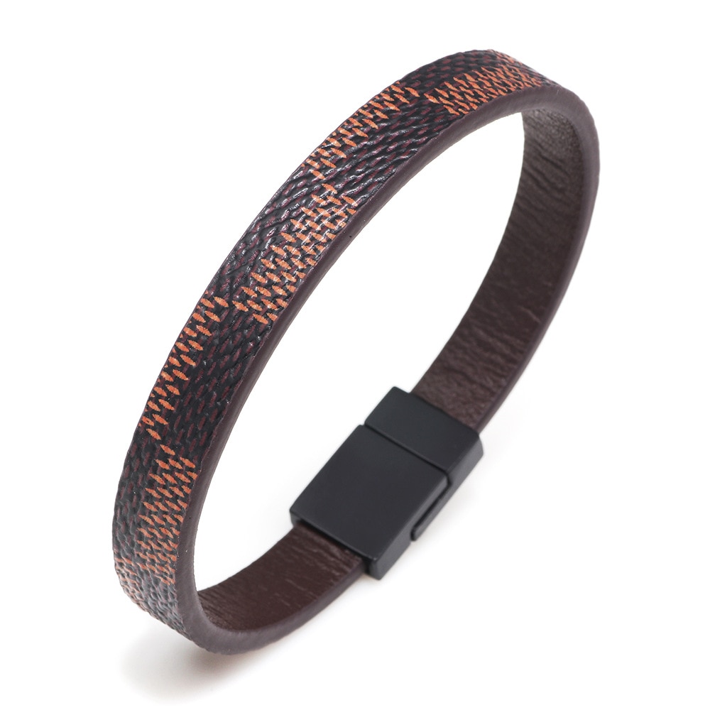 Leather Bracelet Charm Classic Black Brown PU Men's Bracelet Magnet Buckle Bracelets for Men and Women Jewelry