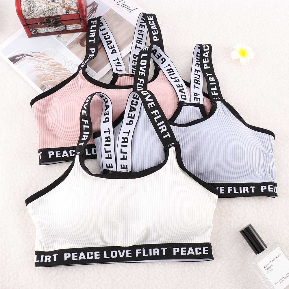 Letter Sports Bra Push Up Tube Tops Fitness Running Bandeau Bra Underwear Cotton Sport Tops For Women Sportswear Bra