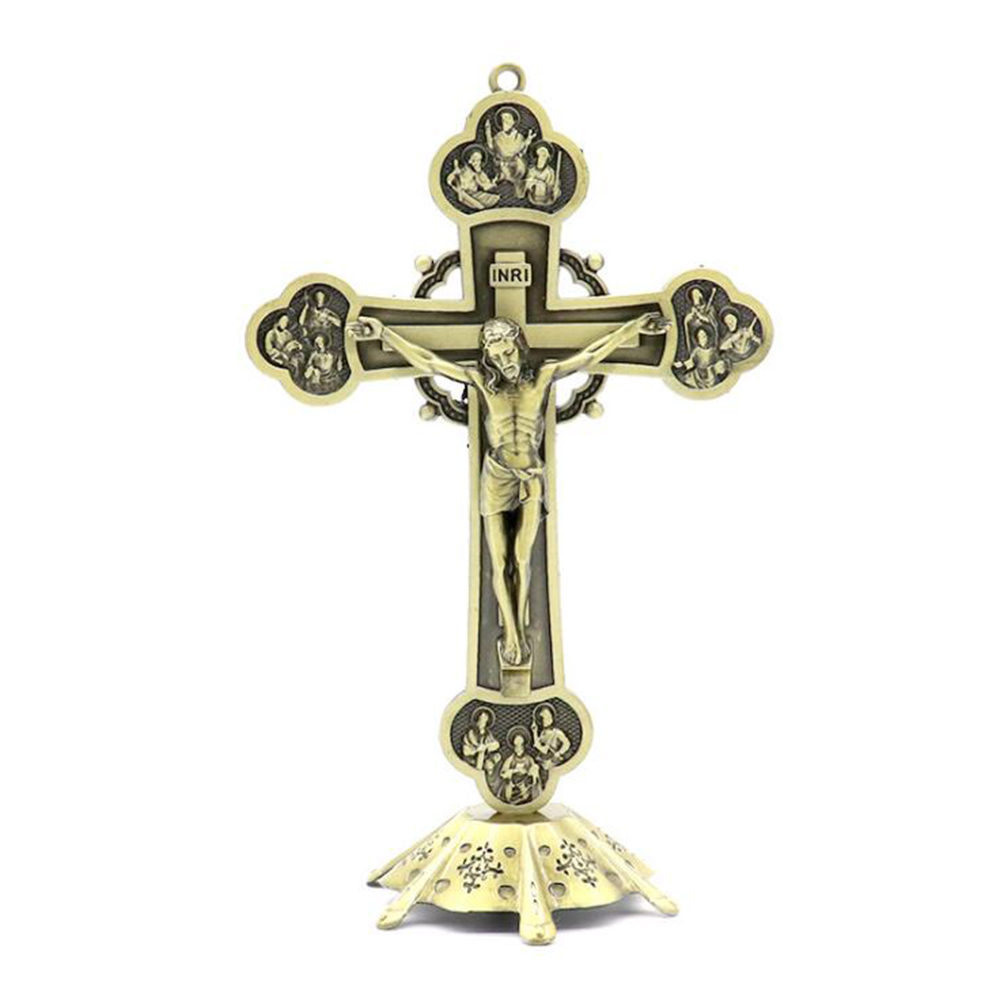 Gebed Kruist Katholieke Christendom Religieuze Twaalf Apostelen Jezus Stand Kruis Thuis Kerk Arts Ambachten Decoratieve Ornamenten: Bronze