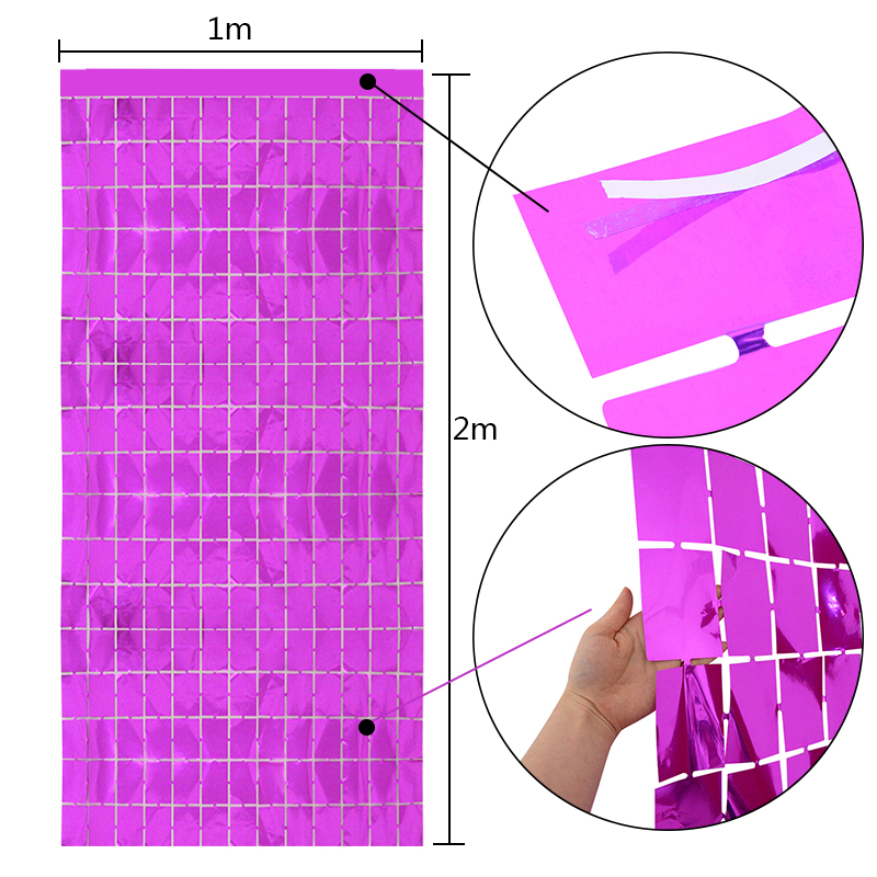 1Pcs Metalen Folie Metalen Draad Kwastje Bruiloft Verjaardag Wanddecoratie Achtergrond Deuren En Ramen Vierkante Regen Gordijn Muur Gordijn