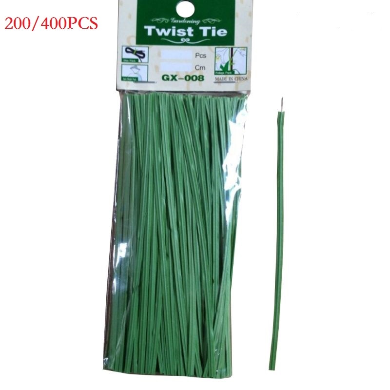 400 Pcs Package Green Gardening Binding Plant Twist Tie Line Plastic Wire Plant Support and Protective Soft Easy Shape Supplies