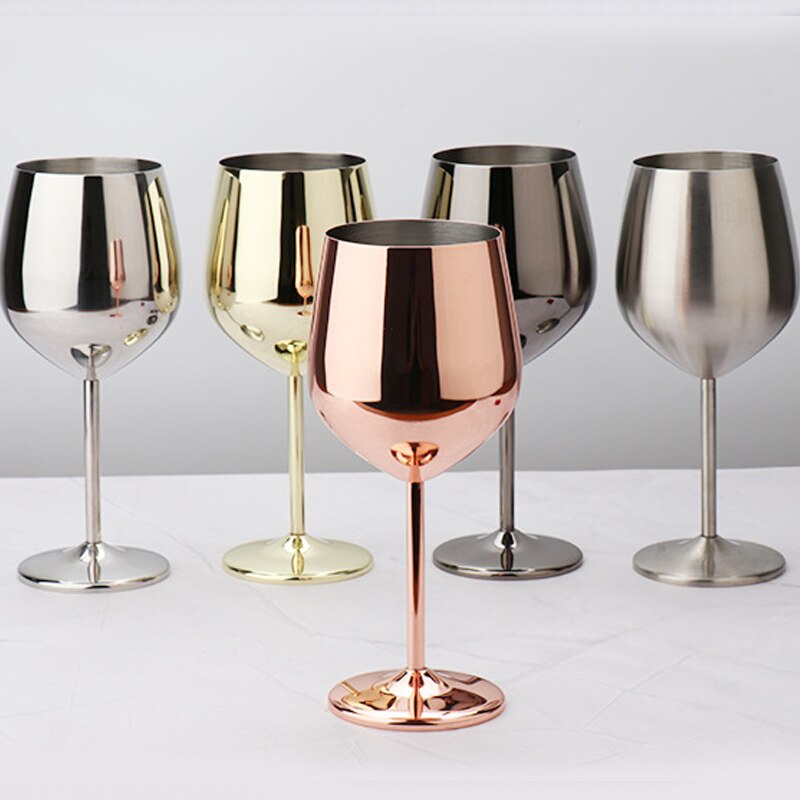 Rustfrit stål vinglas dobbeltvæggede isolerede ubrydelige bæger til champagne med rød hvidvin - genanvendelig kop