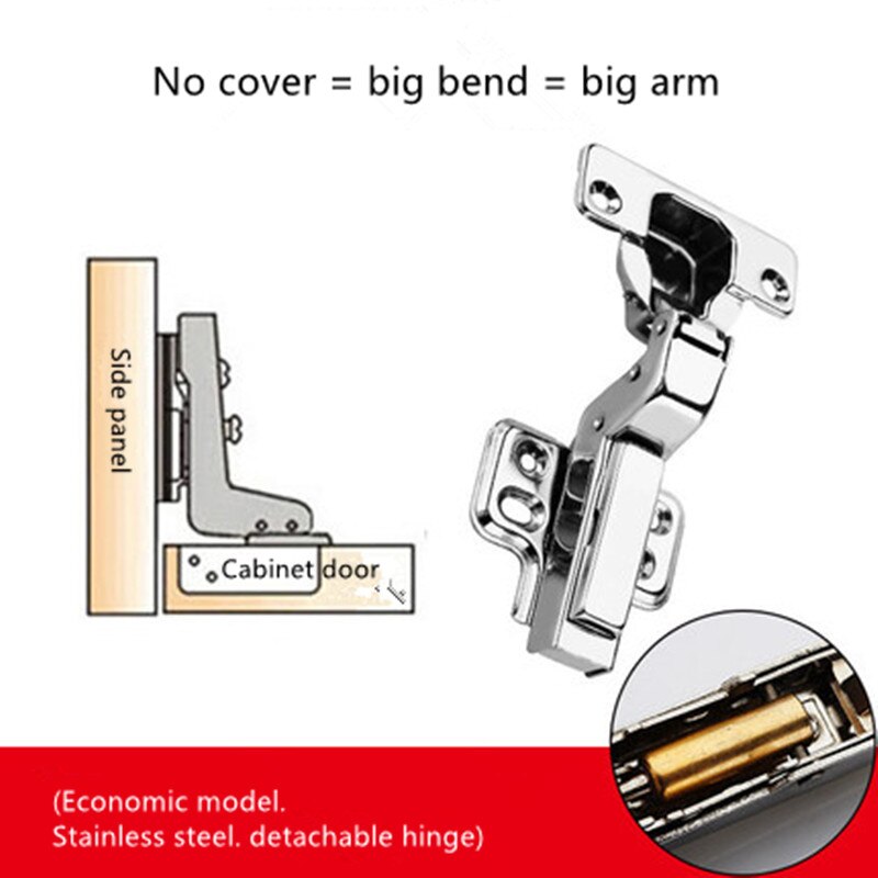 C Series Hinge Stainless Steel Door Hydraulic Hinges Damper Buffer Soft Close For Cabinet Cupboard Furniture Hardware: No Cover