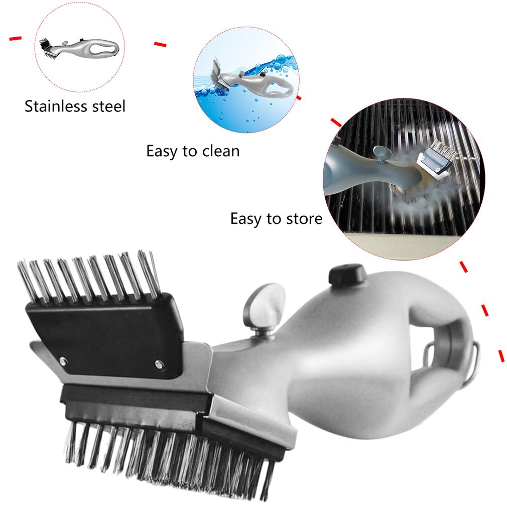 BBQ Cleaning Brush Churrasco Outdoor Grill Cleaner with Power of Steam Bbq Accessories Cooking Tools Barbecue Stainless Steel