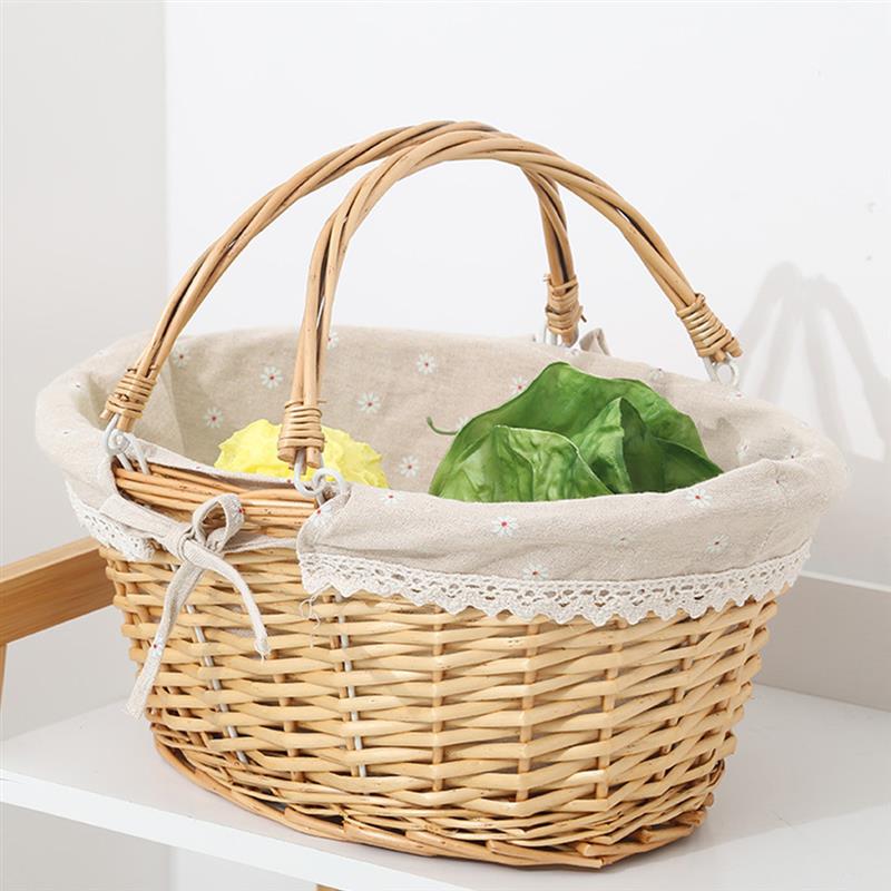 Cesta de mimbre tejida para niñas, cesta de flores para niños, de Picnic, almacenamiento para niños, sauce para niñas de boda