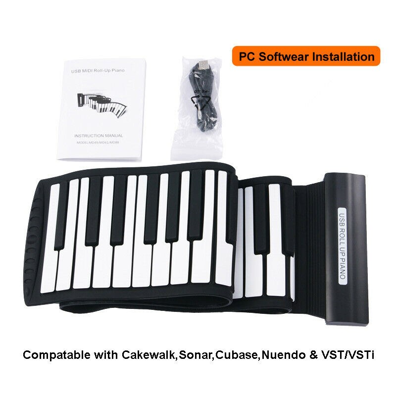Roll Up Piano 88 Keys Karaoke Silicone Flexible Electronic Keyboard No Speaker