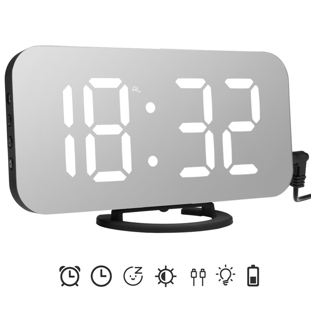 Ipad Phone Charging USB Alarm Clock Digital Clock with Dual USB Port Electronic LED Digital Desktop Decoration Mirror Surface: Type 2