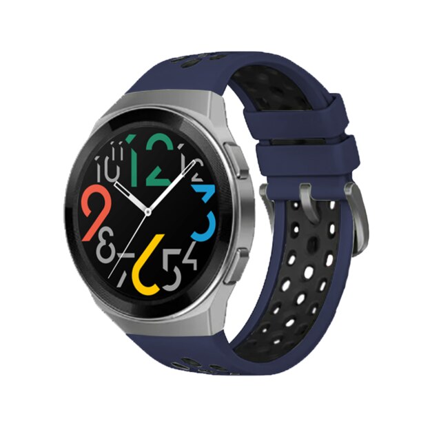 Officiële Twee-Kleur Siliconen Band Voor Huawei Horloge Gt 2e Originele Gewijd Jeugd Edition Horloge Band Voor Horloge Gt 2E Accessoires: Dark Blue Black