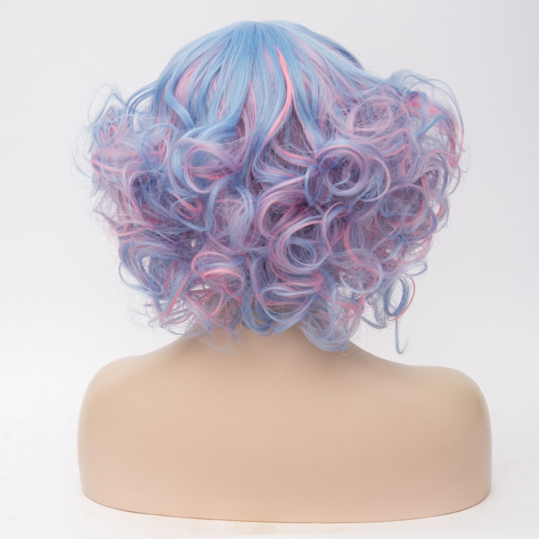 Similler – perruque synthétique courte bouclée pour femme, 10 pouces, coupe au carré, résistante à la chaleur, duveteuse, pour Costume d'halloween, mélange bleu, rose, rouge