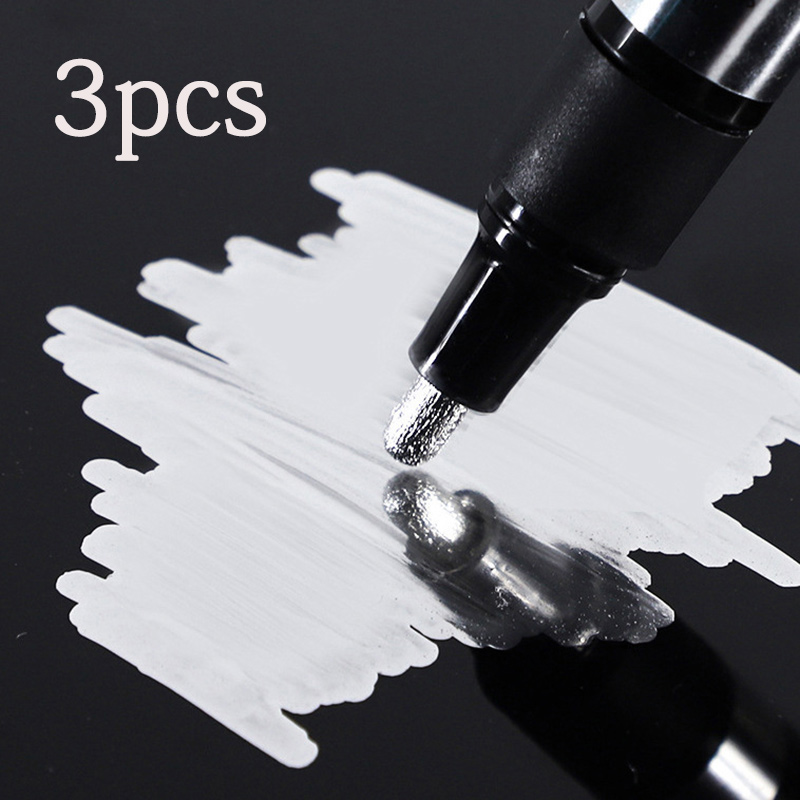 Rotulador de pintura cromada, bolígrafos de pintura de espejo líquido reflectante, tinta dorada y plateada, punta de escritura de 2mm para modelo de Metal, madera, plástico y piedra: YELLOW