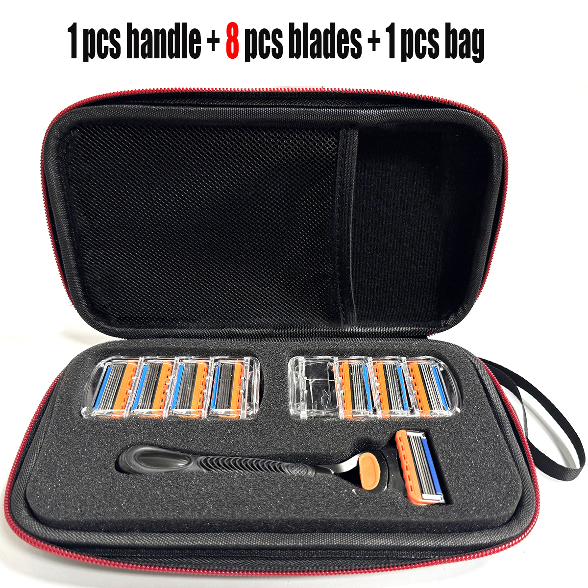 Bindend Scheermes voor Mannen Gezicht Haar Baard Scheren Handmatig Scheerapparaat Cassettes Vervanging Scheerhoofden Vervangbare snijkop Met Zak: Zilver