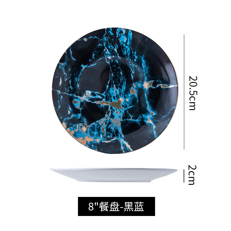 Nordic ceramic plate marmoror home ceramic tableware Restaurant: Brown