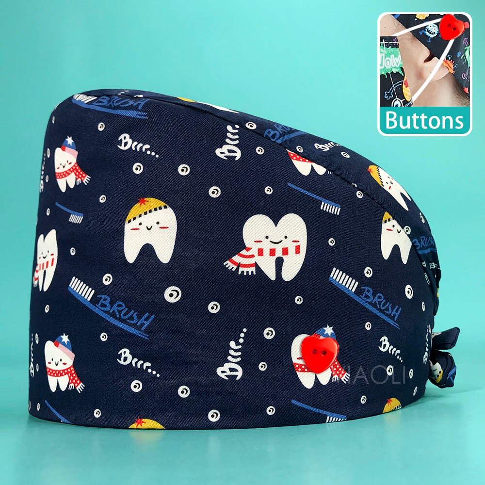 Cartoon Printing Verstelbare Scrub Cap Schoonheidssalon Verpleging Cap Laboratorium Werk Cap Pet Shop Sanitaire Dragen Scrub Cap Unisex: 22151ax