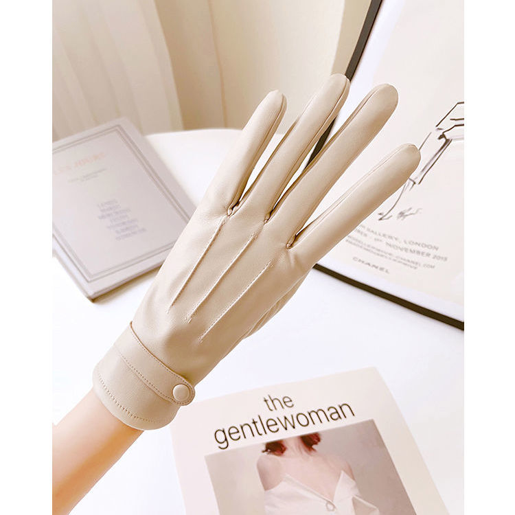 guantes tactiles guantes de invierno guantes mujer vestidos de Guantes de cuero de invierno para mujer, manoplas de terciopelo grueso para mantener el calor para conducir, pantalla táctil corta