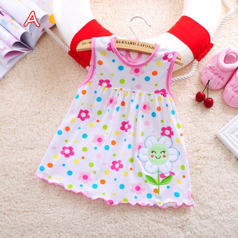 Piger tøj sommer pige kjole baby piger spædbarn børn tegneserie blomster kjole tøj sundress afslappet kjoler 0-24 måneder