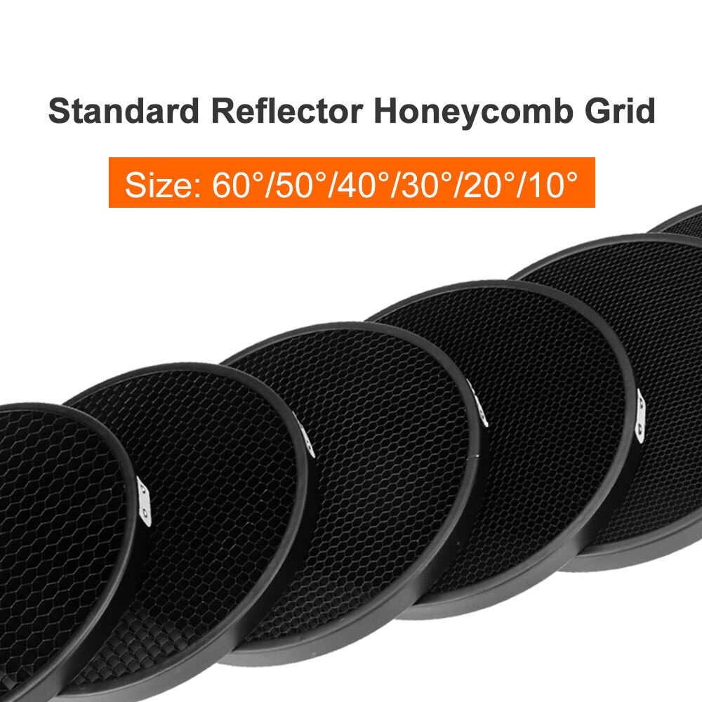 Réflecteur en aluminium grille en nid d'abeille 6.7 ''17cm 10 20 30 40 50 60 degrés pour Bowens, grille de réflecteur Standard, kit de Studio de photographie