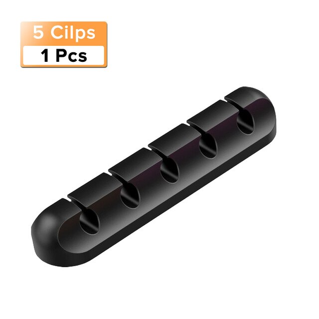 Cable Holder Silicone Cable Organizer Flexible USB Winder Management Clips Holder For Mouse Keyboard Earphone Headset: one pce black