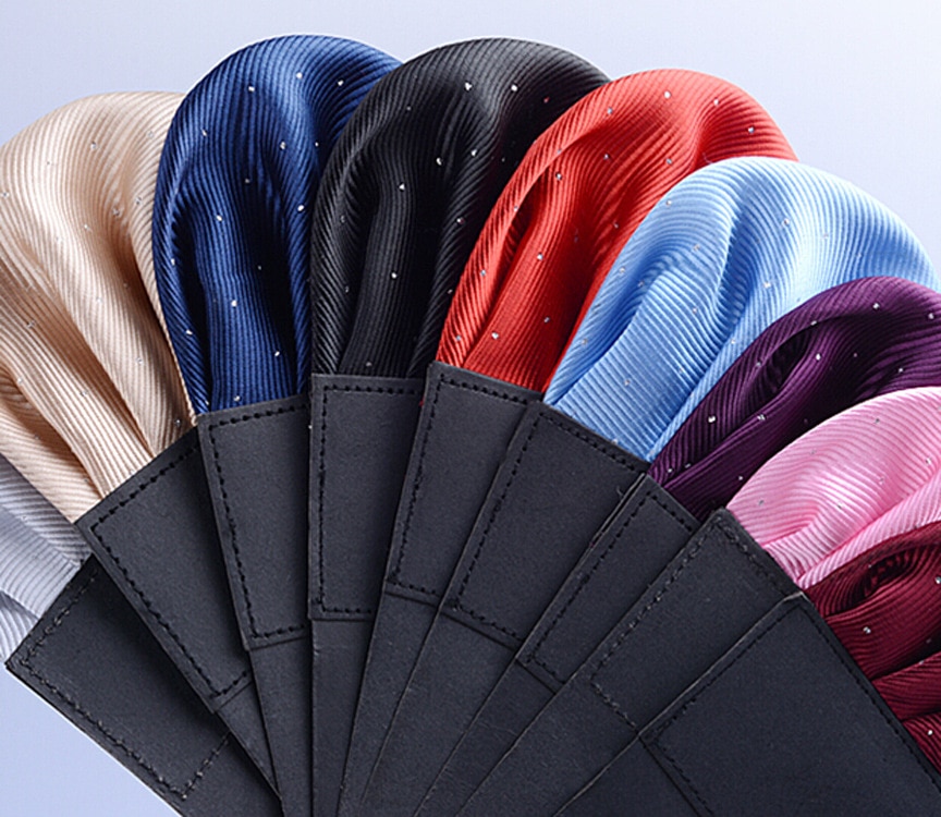 Heren Pre-gevouwen Pocket Plein Solid Stippen Zakdoeken 17 Kleuren Gentleman Formele Wedding Party Business Borst Handdoek