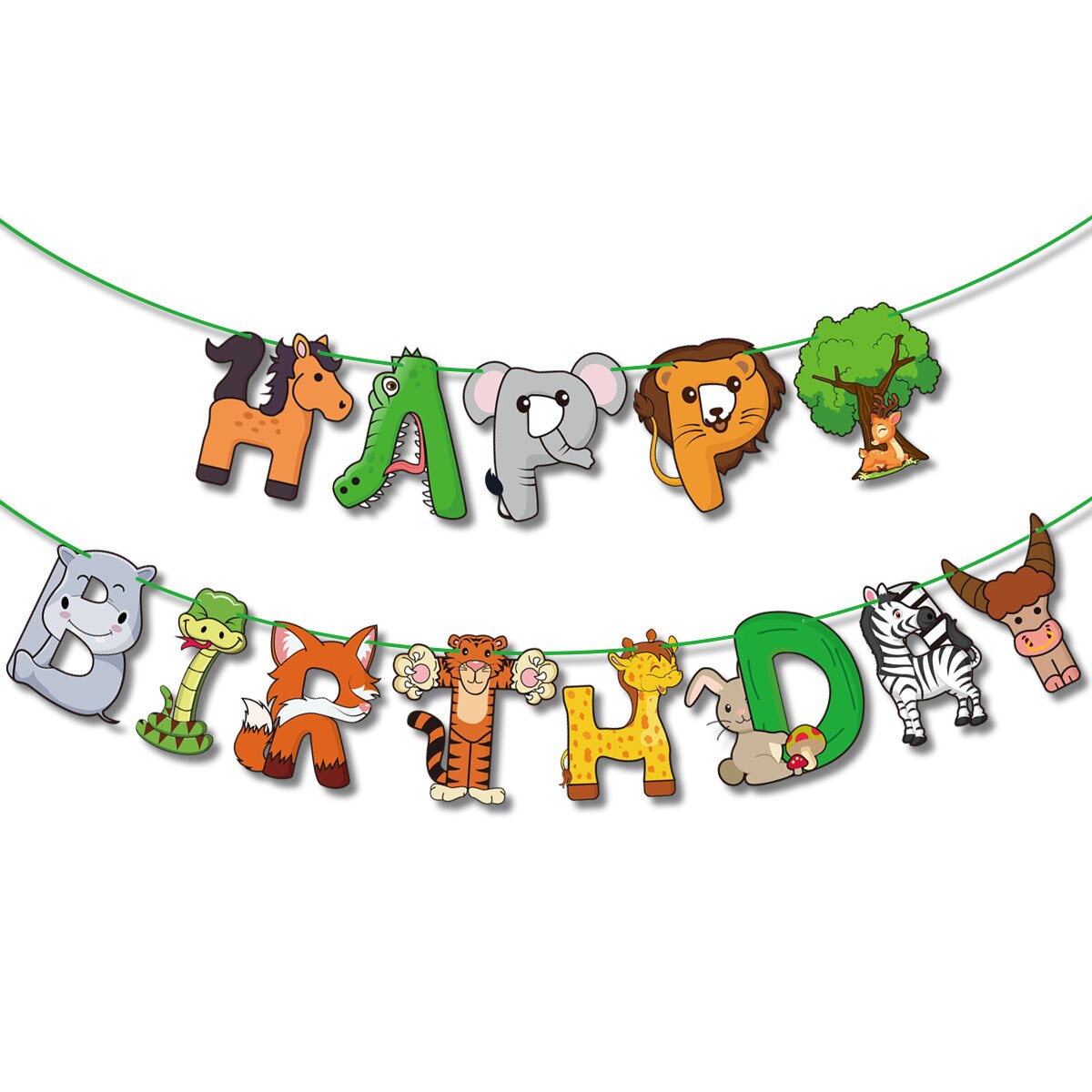 Jungle Safari Cupcake Topper Happy Birthday Banner Animal Cake Flags For Birthday Party Decorations Kids Boy Favors Supplies