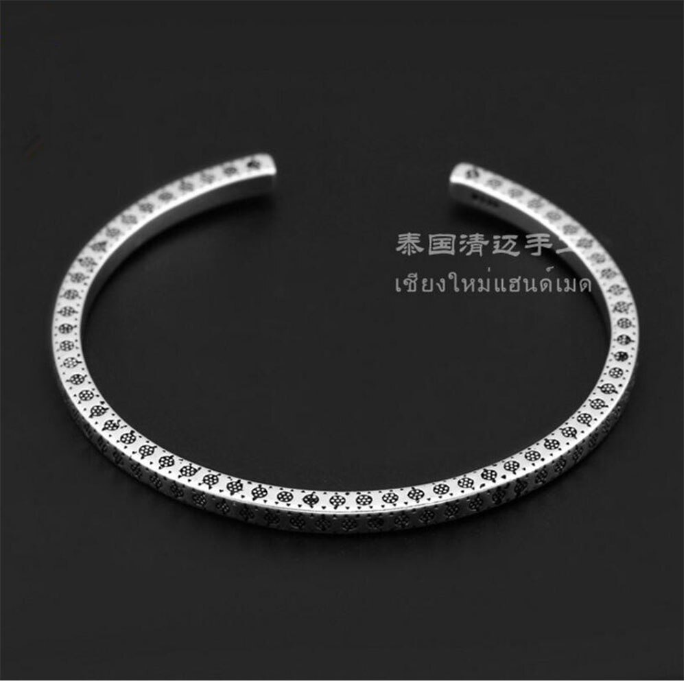 Anenjery Vintage 925 Sterling Thai argent 3 modèles à la main poisson sculpté manchette Bracelets et Bracelets S-B83