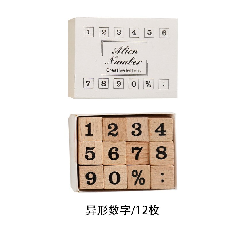 Sellos de goma de madera con letras del alfabeto, juego de decoración para diario, manualidades, álbum de recortes, fabricación de tarjetas: 1