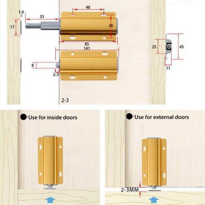 Furniture Cabinet Door Rebound Drawer Latch Door Closer Furniture Hardware Cabinet Catches Door Stopper for Wardrobe/Kitchen Cup