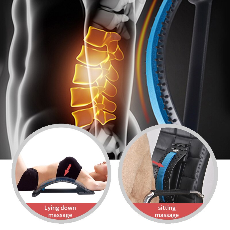 3 Levels Adjustable Lumbar Back Massage Stretcher Waist Support Spine Trainer Relieve Spinal Equipment Orthopedic Back Stretcher